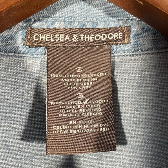 Chelsea & Theodore Button Down Womens Collar Long Sleeve Jean Shirt Sz S - Picture 3 of 5